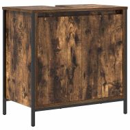 Комплект мебели за баня 5 pcs Димящ дъб и черно Инженерно дърво