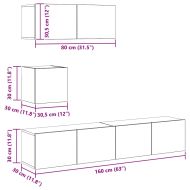 Комплект ТВ шкафове за стенен монтаж 4 части, инженерно дърво