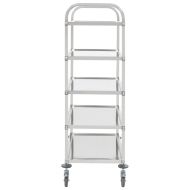 Кухненска количка с 5 рафта, 107x55x147 см, неръждаема стомана