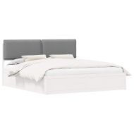 Леглова рамка с тапицирана гръбна част Светлосиво 180 x 200 cm