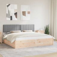 Леглова рамка с тапицирана гръбна част Светлосиво 200 x 200 cm