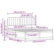 Леглова рамка с тапицирана гръбна част Светлосиво 150 x 200 cm