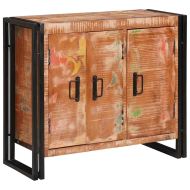 Стъклена витрина с врати Солидно рециклирано дърво и метал