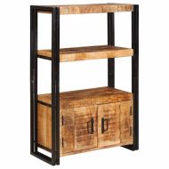 Рафт за книги с вратички Солидно грубо мангобо дърво и метал