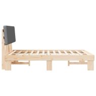 Леглова рамка с тапицирана гръбна част Тъмен сив 150 x 200 cm