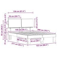 Леглова рамка с тапицирана гръбна част Светлосиво 150 x 200 cm