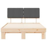 Леглова рамка с тапицирана гръбна част Тъмен сив 140 x 190 cm