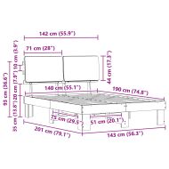 Леглова рамка с тапицирана гръбна част Таупе 140 x 190 cm