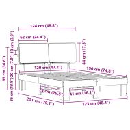 Леглова рамка с тапицирана гръбна част Светлосиво 120 x 190 cm