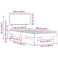 Леглова рамка с тапицирана гръбна част Черно 100 x 200 cm