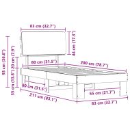 Леглова рамка с тапицирана гръбна част Тъмен сив 80 x 200 cm