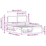 Леглова рамка с тапицирана гръбна част Светлосиво 160 x 200 cm