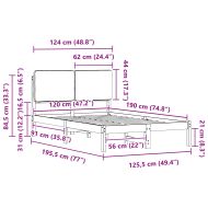 Леглова рамка с тапицирана гръбна част Светлосиво 120 x 190 cm