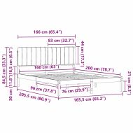 Леглова рамка с тапицирана гръбна част Светлосиво 160 x 200 cm