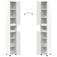 Шкаф за баня Лъскаво бяло 30,5 x 30 x 195 см Инженерно дърво