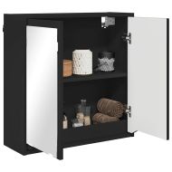 Шкаф с огледало за баня Черно 60 x 20 x 60 cm Инженерно дърво
