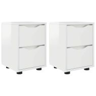 Нощни маси 2 pcs Лъскаво бяло 30,5 x 30 x 43 см Инженерно дърво