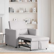 Разтегателен диван с единично легло Облачно сиво текстил