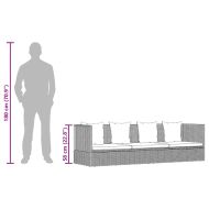 Градинско легло с възглавници, полиратан, черно