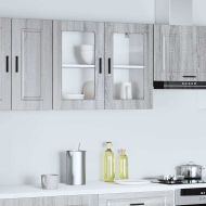 Кухненски стенен шкаф със стъклена врата Porto сив сонома