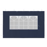 Странични стени за парти шатра, 2 бр, с прозорци, PE, сини