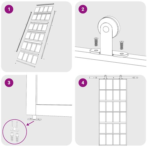 Плъзгаща се врата 90x205 см матирано ESG стъкло и алуминий