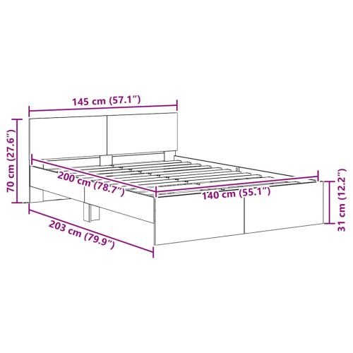 Рамка за легло с таблото Дъб 140 x 200 cm Инженерно дърво
