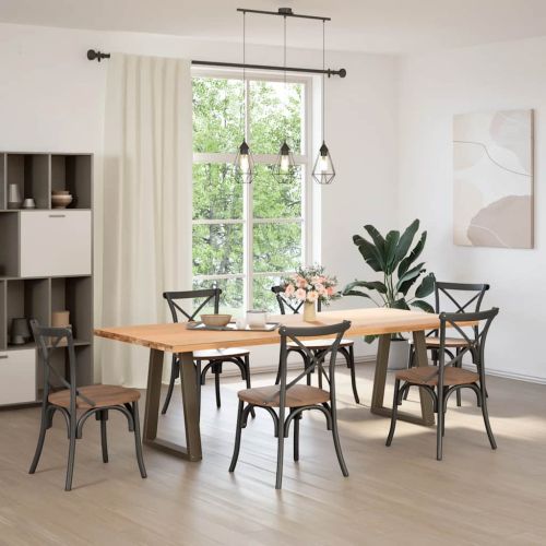 Крака за трапезна маса, V-образни, 2 бр., естествена стомана, 50 x (72-73,3) см, стомана