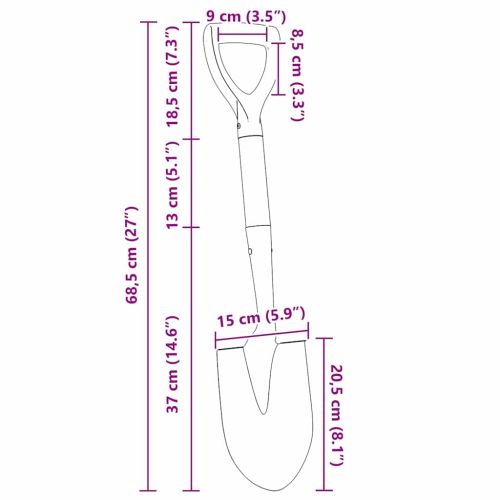 Лопата Черно 68,5 см Покрит стомана и масивно дърво