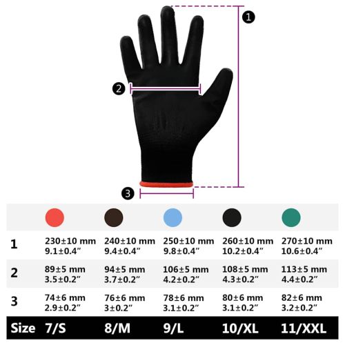 Работни ръкавици 12 pcs Черно 7 / S Полиестер
