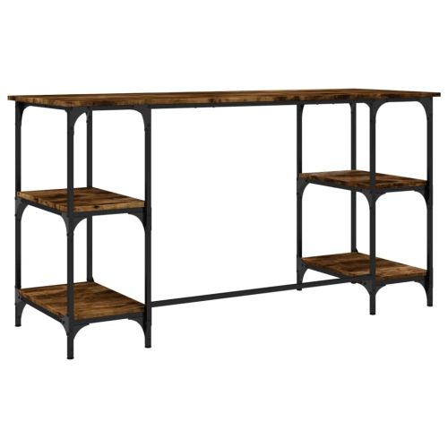 Бюро, опушен дъб, 140x50x75 см, метал и инженерно дърво