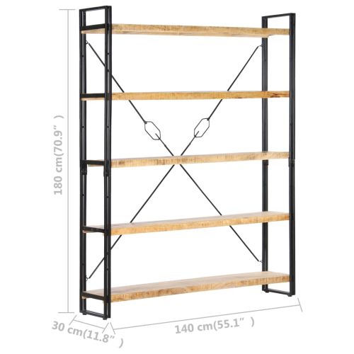 Библиотека с 5 рафта, 140x30x180 см, манго масив