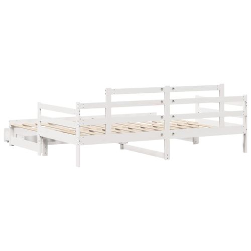 Дневно легло с уширение и чекмеджета без матрак бяло 80x200 см