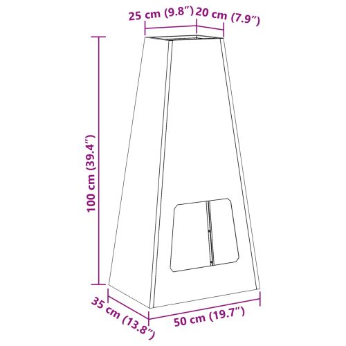 Огнище Черно 50 x 35 x 100 см Стомана
