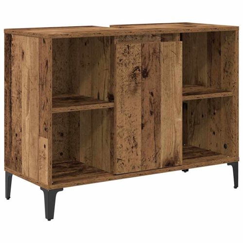 Комплект мебели за баня 3 pcs Старо дърво Инженерно дърво