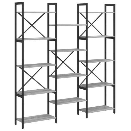 Рафт за книги Сив сонома 156 x 25 x 167 см Инженерно дърво