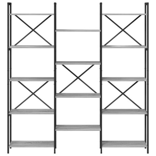 Рафт за книги Сив сонома 156 x 25 x 167 см Инженерно дърво