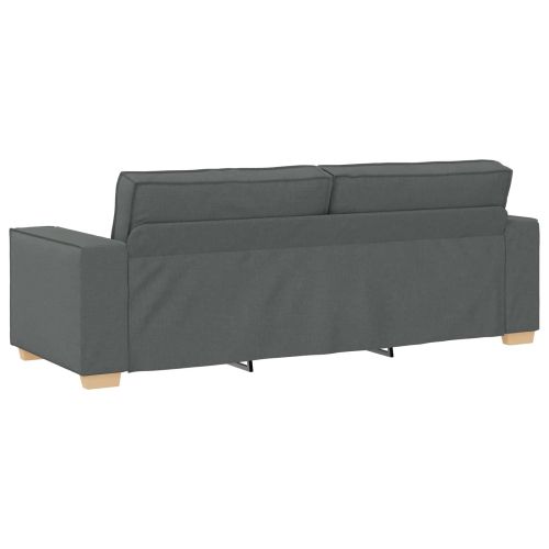 Диван 3 pcs Тъмен сив 220 x 80 x 84 см Ленена смесена тъкан