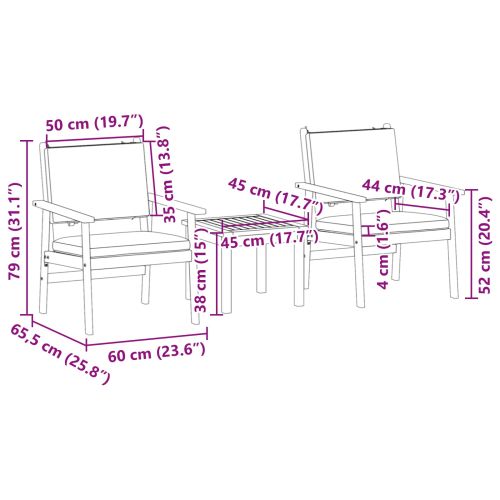 Градински Софа Комплект 3 pcs Кремаво Бяло