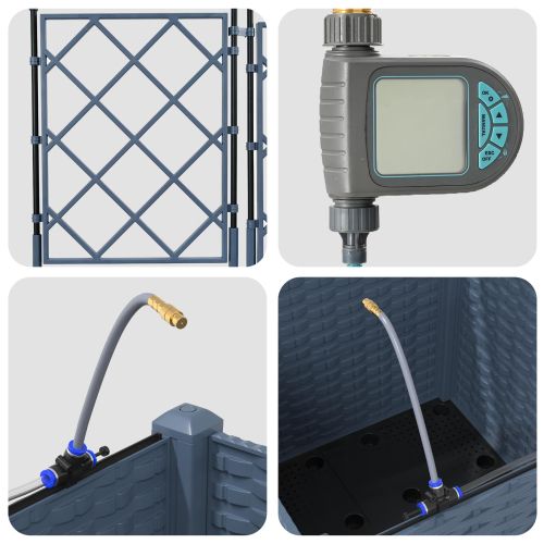 Градинска саксия Сив 40 x 40 x 142 cm Стомана