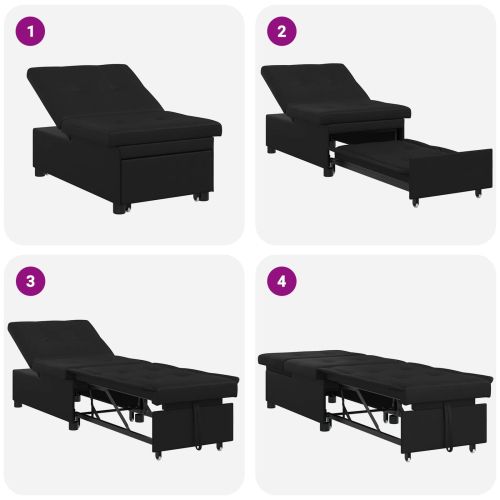 Разтегателен диван с матрак Черно 194 x 67 x 82 см Микрофибър