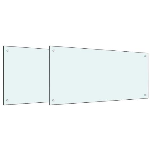 Кухненски заден панел 2 pcs Бяло 100 x 50 cm закалено стъкло