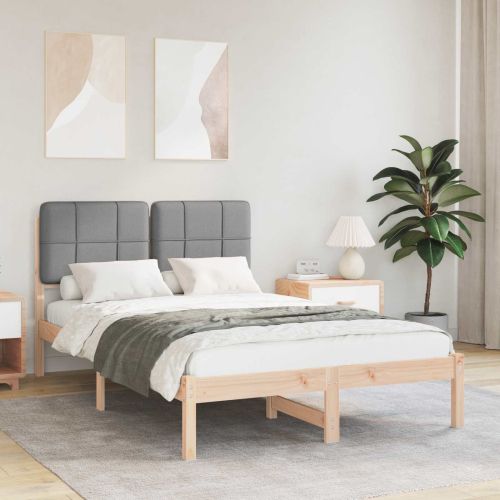 Леглова рамка с тапицирана гръбна част Светлосиво 120 x 200 cm