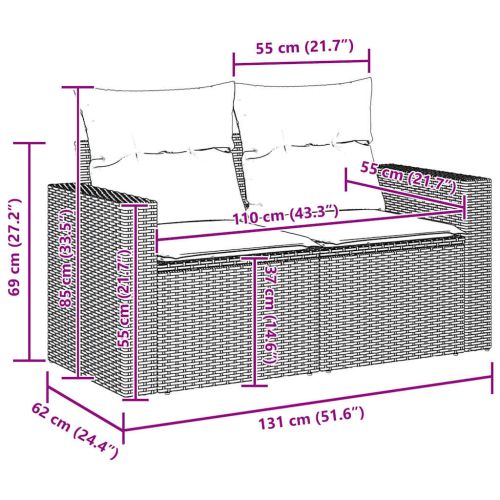 Градински Софа Комплект 8 pcs Сив полиратан