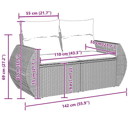 Градински Софа Комплект 13 pcs Сив полиратан