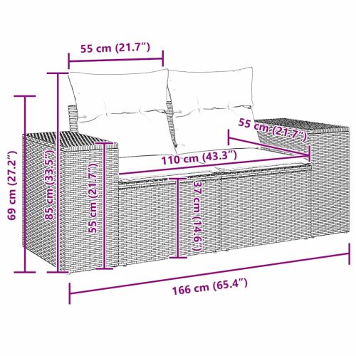 Градински Софа Комплект 10 pcs Сив полиратан