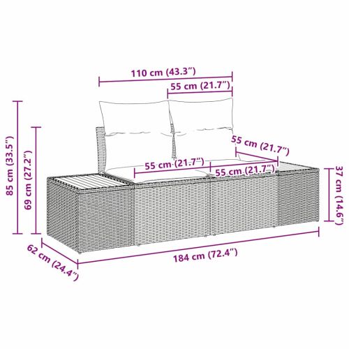Градински Софа Комплект 8 pcs Сив полиратан