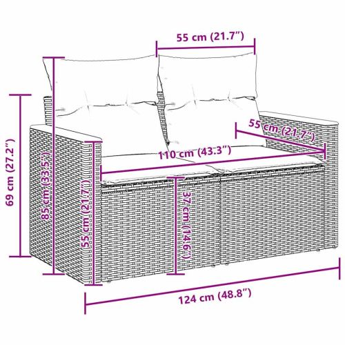 Градински Софа Комплект 13 pcs Сив полиратан
