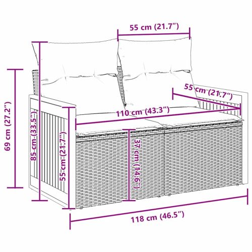 Градински Софа Комплект с възглавница 12 pcs Сив