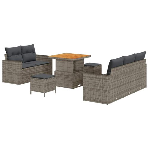 Градински Софа Комплект с възглавница със съхранение 8 pcs Сив